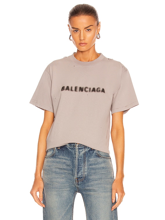 Balenciaga Small Fit T Shirt in Steel Grey & Black | FWRD