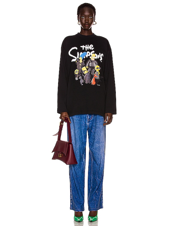 Balenciaga Simpsons Long Sleeve Oversized T-Shirt in Black | FWRD