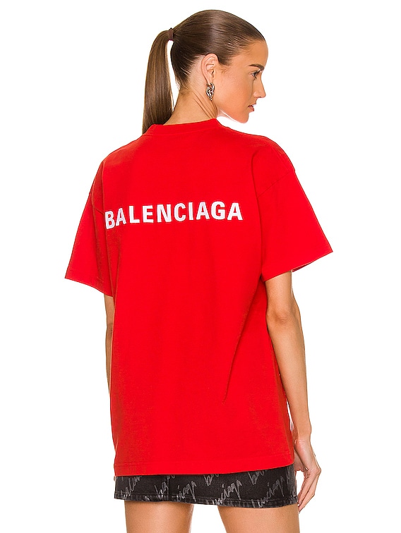 Balenciaga Medium Fit T-Shirt in Bright Red & White | FWRD