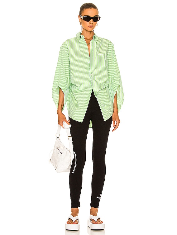 Balenciaga Twisted Swing Shirt in Green & White | FWRD