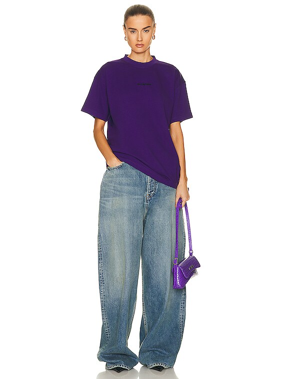 Tシャツ・カットソー *BALENCIAGA* Medium Fit Logo Short Sleeve T-Shirt Fade Purpl Balenciaga Medium Fit T-Shirt in Deep Purple & Black | FWRD