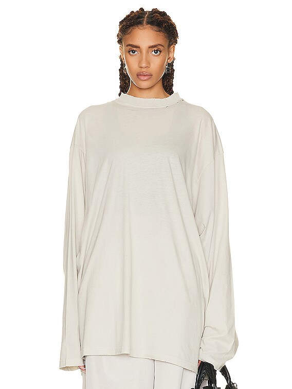 Balenciaga Long Sleeve Oversized T-shirt in Shell & Black | FWRD