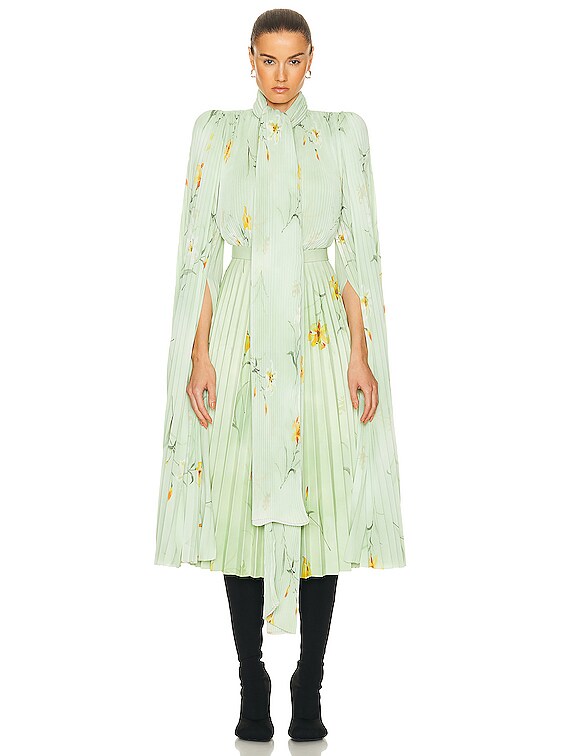Balenciaga Scarf Pleated Blouse in Green | FWRD