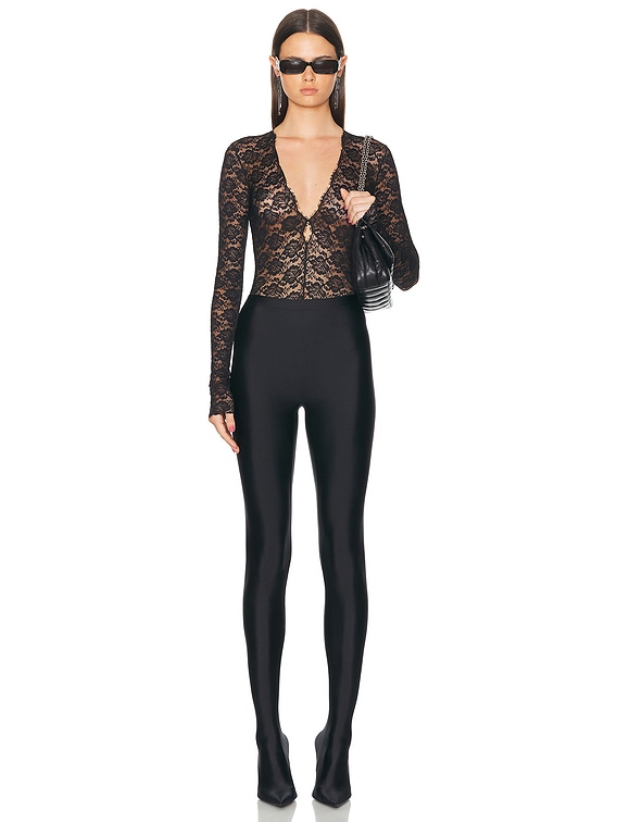 セットアップ BALENCIAGA BLACK NYLON BODYSUIT Balenciaga Sequined bodysuit Balenciaga