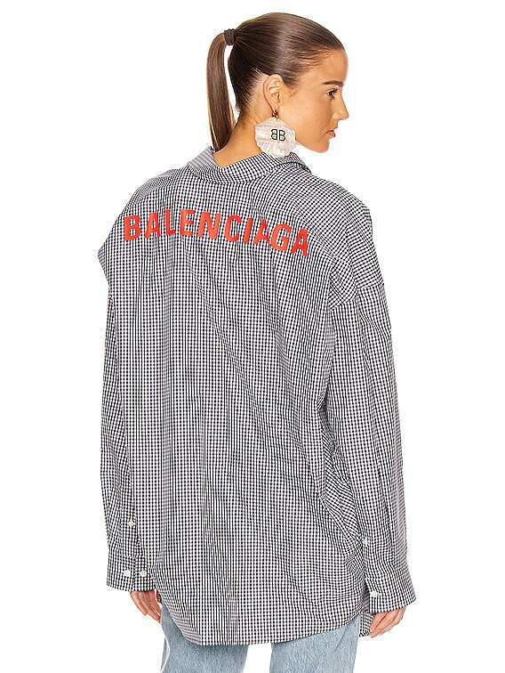 Balenciaga Long Sleeve Swing Shirt in Black & White | FWRD