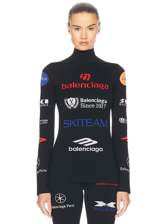 Balenciaga Ski Turtleneck Top in Black & Multicolor | FWRD