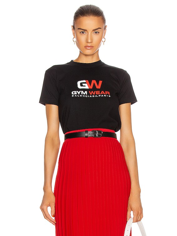 Balenciaga Small Fit Gymwear T Shirt in Black | FWRD