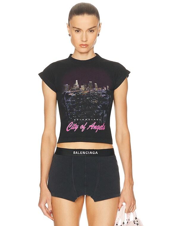 バレンシアガ シティ・オブ・エンジェルス フェイデッドTシャツ Balenciaga City Of Angels T-shirt in Faded Washed Black | FWRD