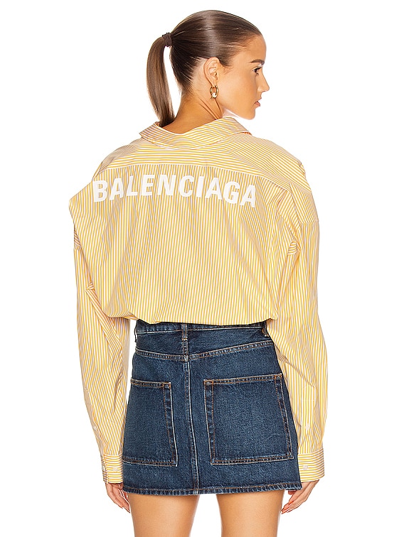 Balenciaga Long Sleeve Swing Shirt in Yellow & White | FWRD