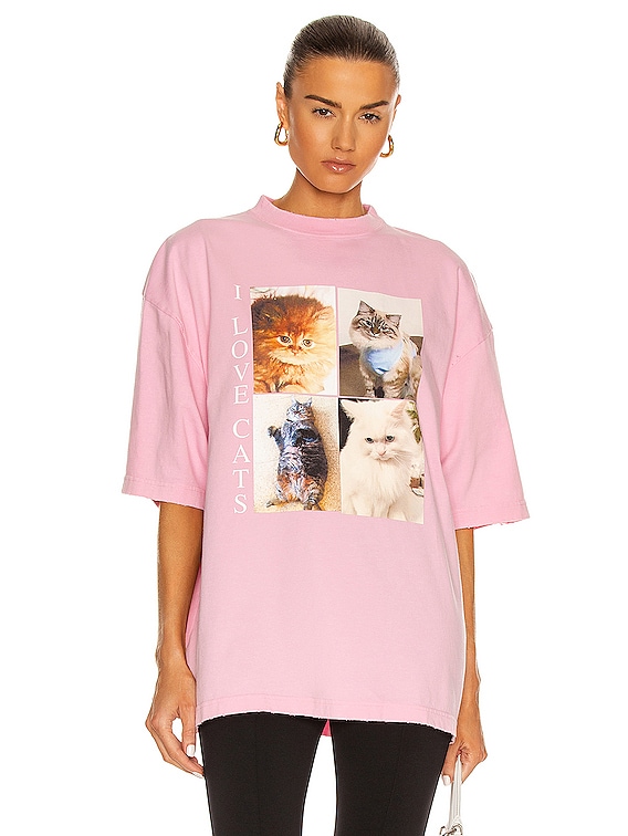 Balenciaga I Love Cats Vintage Jersey XL T Shirt in Pink | FWRD