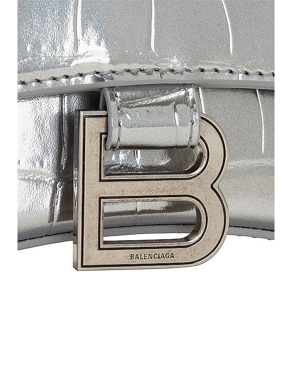 Balenciaga XS Hourglass Top Handle Bag in Silver | FWRD