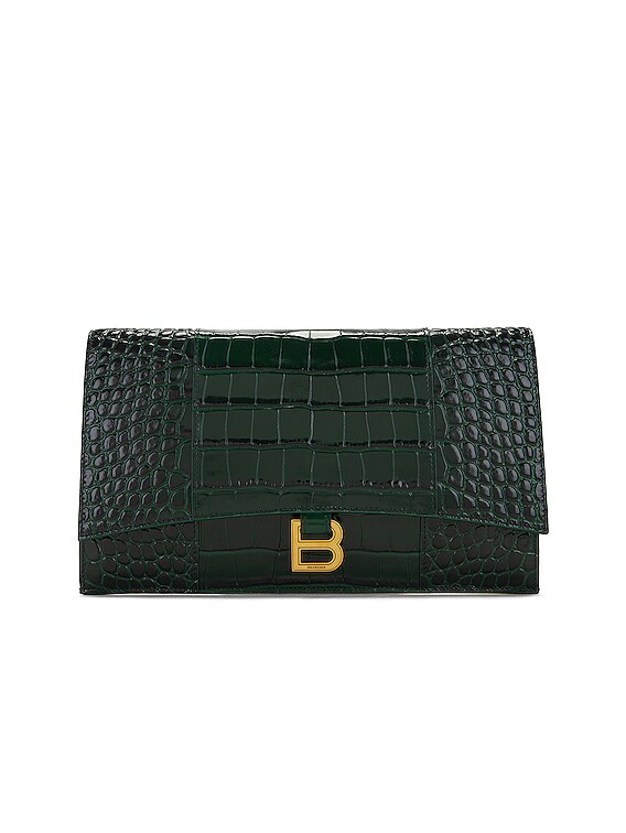 Balenciaga HOURGLASS POUCH フラットポーチ - Forest Green | FWRD