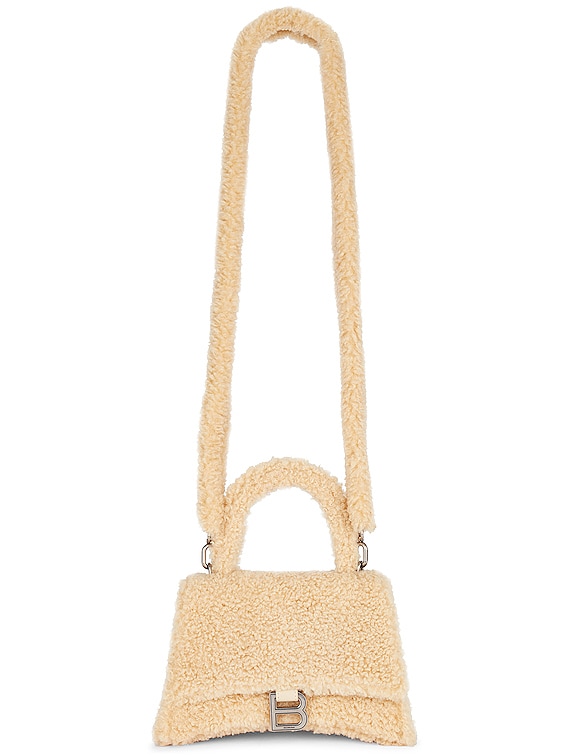 Balenciaga Small Hourglass Furry Top-Handle Bag