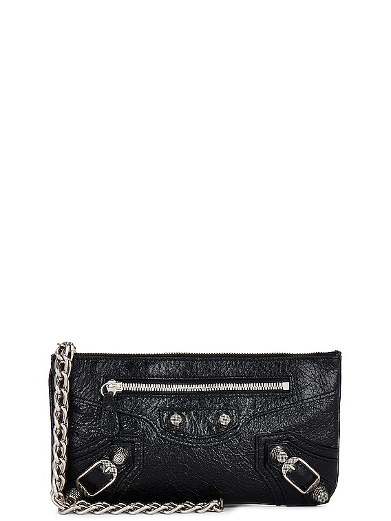 black balenciaga clutch