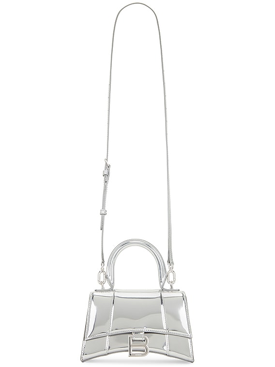 Balenciaga Xs Hourglass Top Handle Bag In Silver