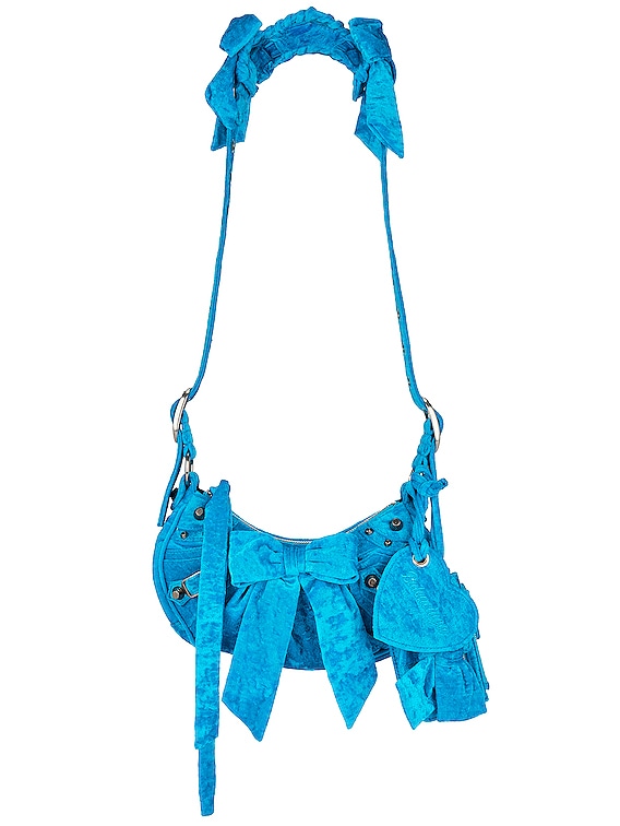 Balenciaga Bb Round Velvet Shoulder Bag in Blue