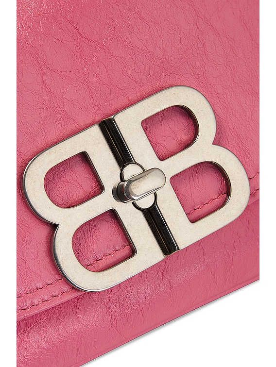 Balenciaga Flap Bb Soft Leather Crossbody Bag in Pink