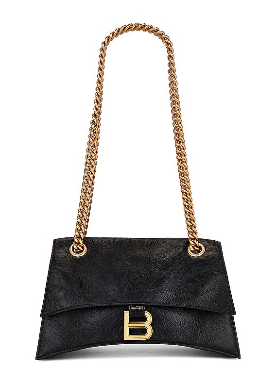 Balenciaga Small Crush Chain Bag In Black in Black FWRD