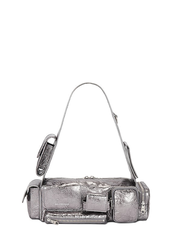 Balenciaga Superbusy Sling B XS Bag in Silver | FWRD Balenciaga Superbusy Sling B XS Bag in Silver | FWRD