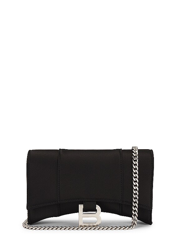 バレンシアガ☆2色 Hourglass Wallet On Chain satin bows Balenciaga Hourglass Satin Wallet On Chain in Black | FWRD