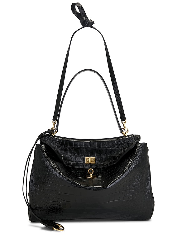 ハンドバッグ BALENCIAGA RODEO MEDIUM HANDBAG IN CROC-EMBOSSED LEATHER Balenciaga Rodeo Medium Croc-Embossed Top-Handle Bag