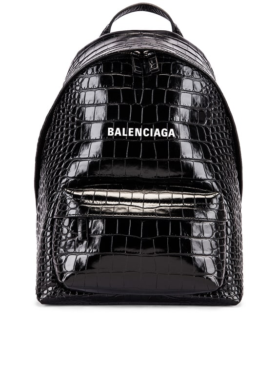 Balenciaga Everyday Croc-effect Leather Backpack in Black