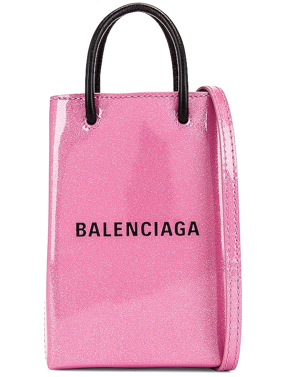 Balenciaga Bb Glittered Leather Shoulder Bag in Metallic