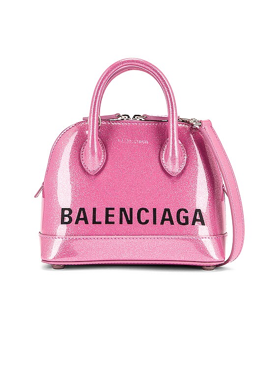 Balenciaga XXS Glitter Ville Top Handle Bag in Old Rose & Black
