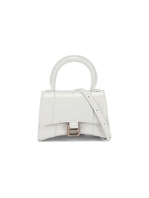 Balenciaga Hourglass Top Handle Mini Bag in White