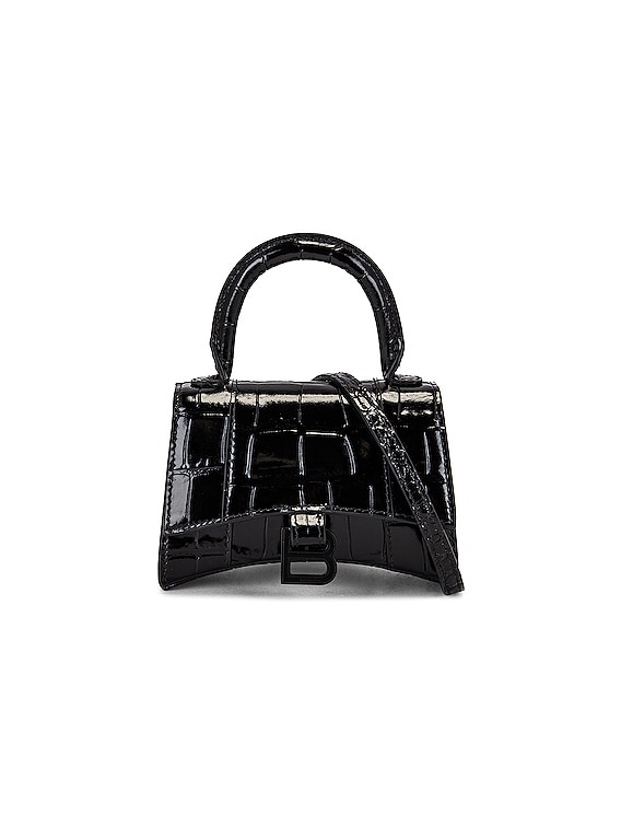 Balenciaga Hourglass Xs Top Handle Mini Bag in Black