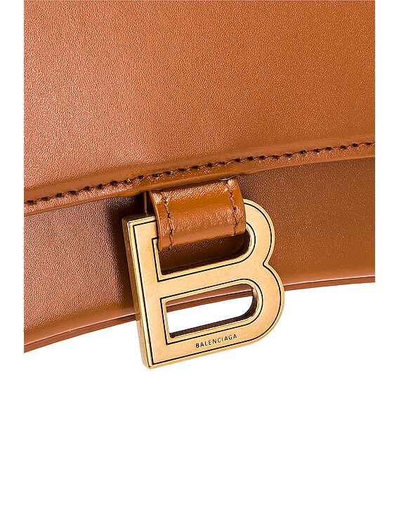 Balenciaga Handbag Hourglass Camel In Shiny Leather in Brown