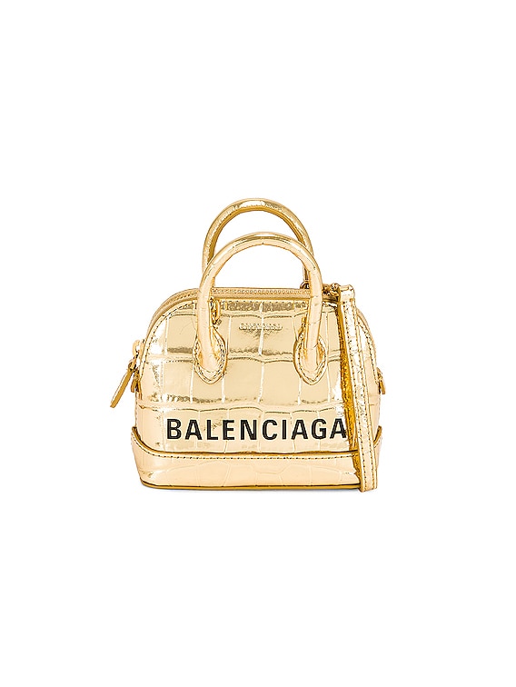 Balenciaga Mini Ville Top Handle Bag in Gold & Black