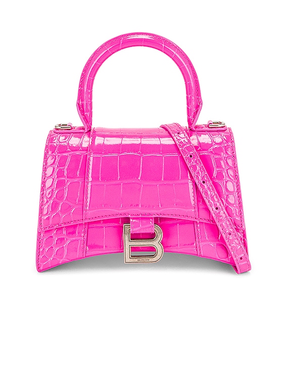 Balenciaga XS Hourglass Top Handle Bag in Neon Pink
