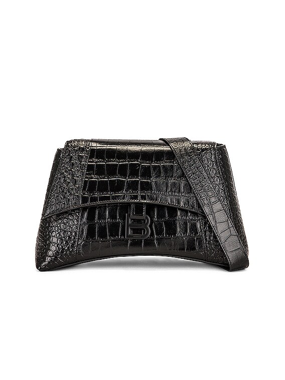 Balenciaga Black Croc Soft Hourglass Bag