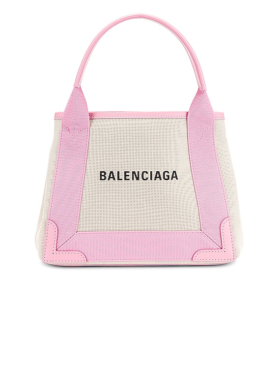 BALENCIAGA　バレンシアガ　ネイビーカバス　XS　ピンク Balenciaga XS Navy Cabas Tote in Natural & Candy Pink | FWRD
