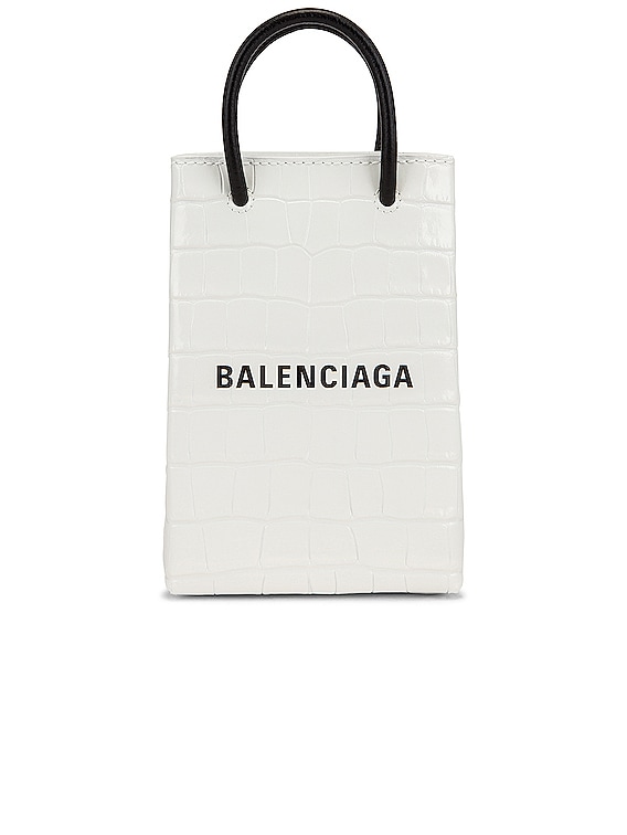 Shopping phone holder leather handbag Balenciaga White in Leather  30266973