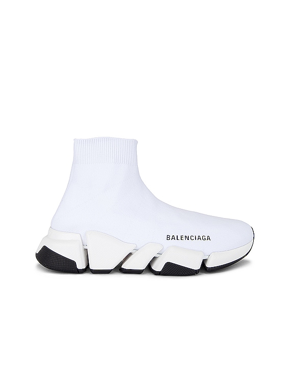 Balenciaga Speed Low Sneakers in White White & Black FWRD