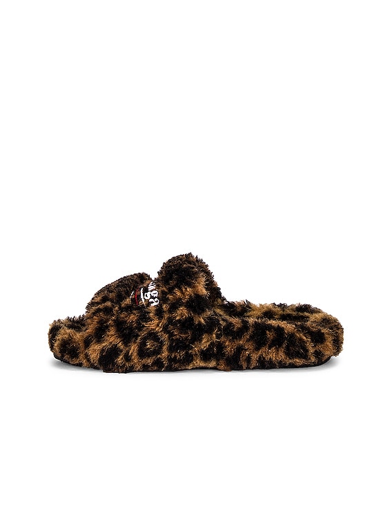 Balenciaga Furry Slides in Leopard | FWRD