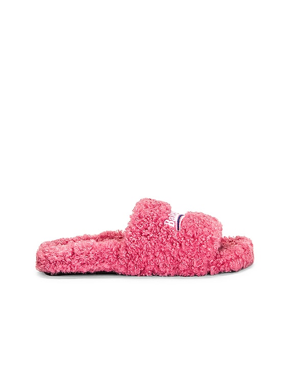 balenciaga fur slides pink
