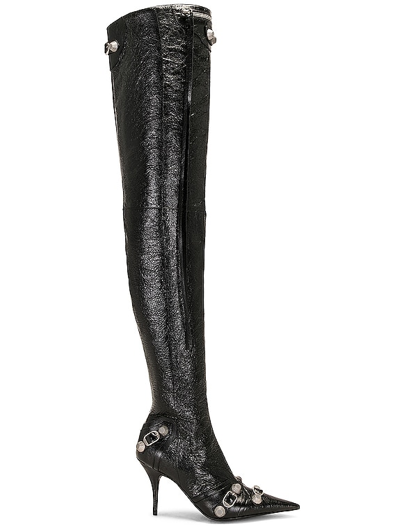 forklædt Giftig ønske Balenciaga Cagole Over the Knee Boot in Black & Crystal | FWRD