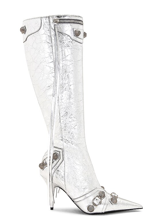 Balenciaga Silver All Time Metallic Leather ThighHigh Boot Argen  circe