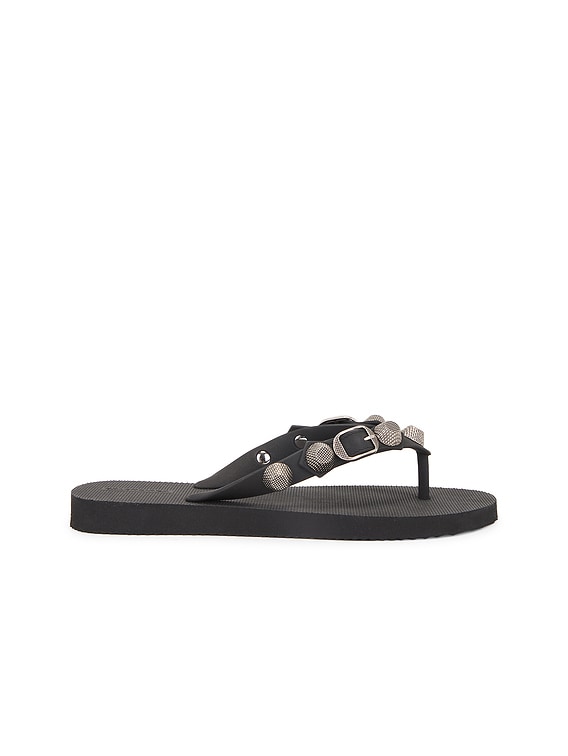 Balenciaga Cagole Thong Sandal in Black & Silver | FWRD Balenciaga Cagole Thong Sandal in Black & Silver | FWRD