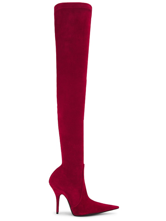 Balenciaga Avenue Suede H110 Boot in Red & Silver | FWRD