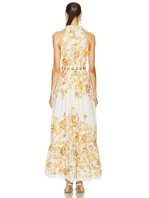 HEMANT AND NANDITA Tora Long Belt Buckle Dress in Off White