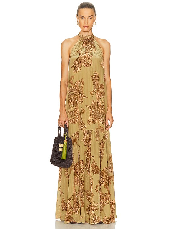 HEMANT AND NANDITA Sakhi Maxi Dress in Olive | FWRD