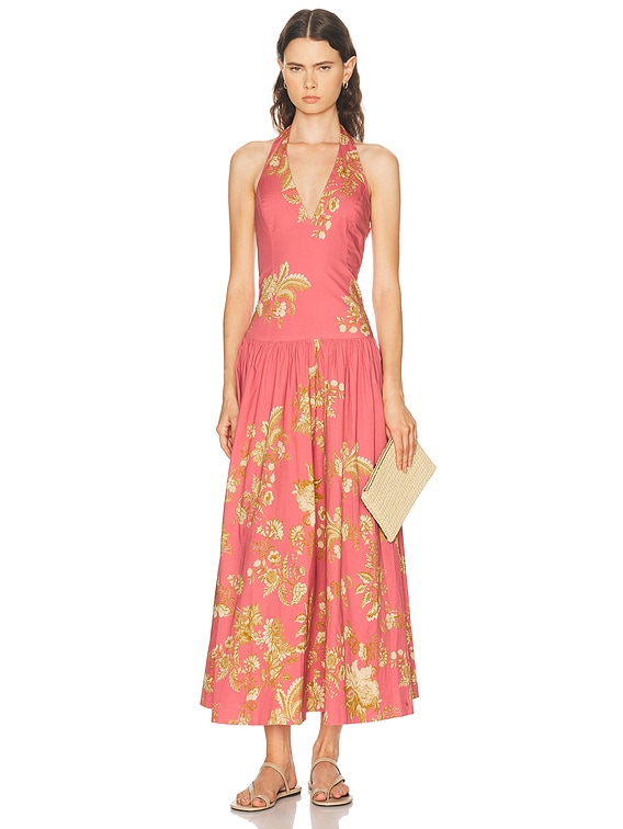 HEMANT AND NANDITA Dani Halter Neck Maxi Dress in Multi | FWRD HEMANT AND NANDITA Dani Halter Neck Maxi Dress in Multi | FWRD