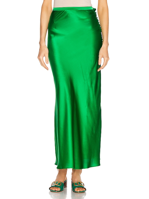 silk emerald skirt