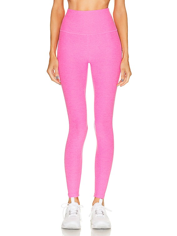 Beyond Yoga Spacedye Caught in the Midi High Waisted Legging in Pink Hype  Heather