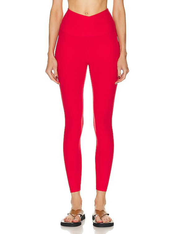 Beyond Yoga Spacedye At Your Leisure High Waisted Midi Legging in Candy  Apple Red Heather