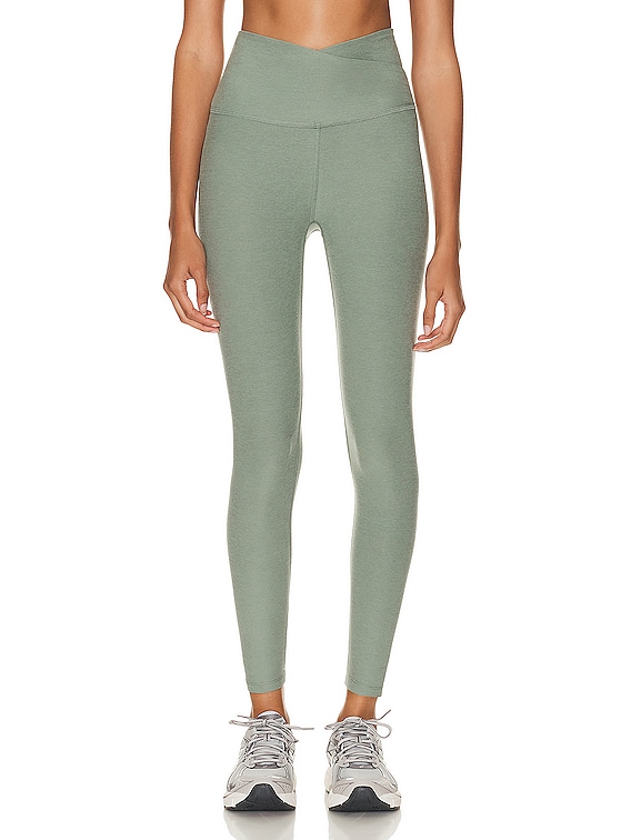 Beyond Yoga Spacedye At Your Leisure High Waisted Midi Legging in Grey Sage  Heather